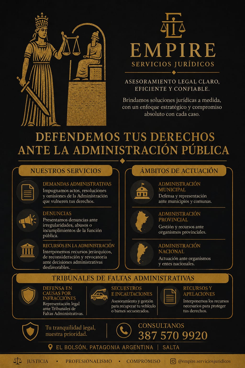 Flyer de administración pública de EMPIRE Servicios Jurídicos