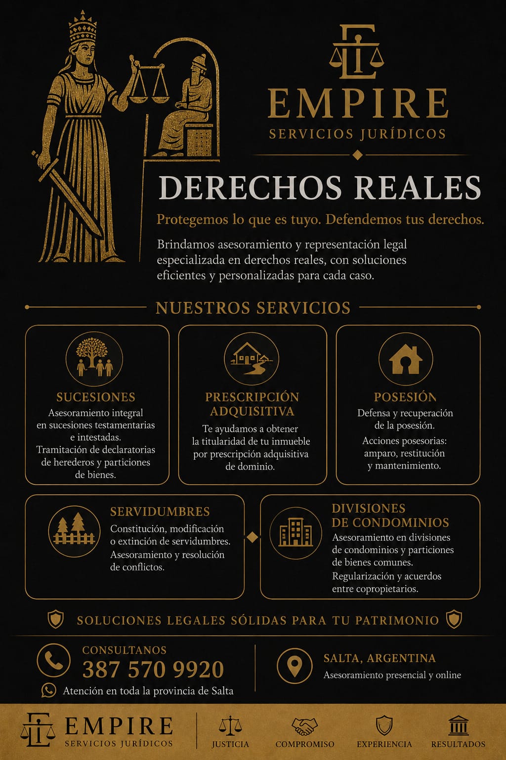 Flyer de derechos reales de EMPIRE Servicios Jurídicos